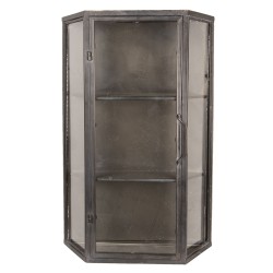Clayre & Eef Wall Cupboard 49*19*75 cm Brown Metal Glass