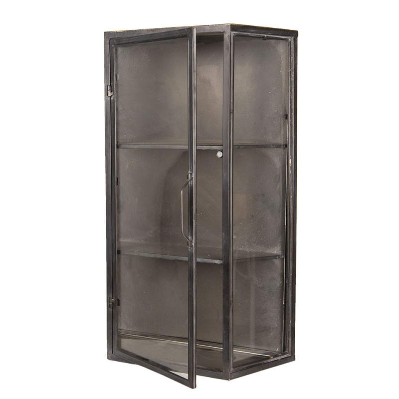 Clayre & Eef Wall Cabinet 49x19x75 cm Brown Metal Glass Rectangle