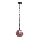 LumiLamp Hanglamp Tiffany  21x21x17/90 cm  Roze Geel Glas Bloemen