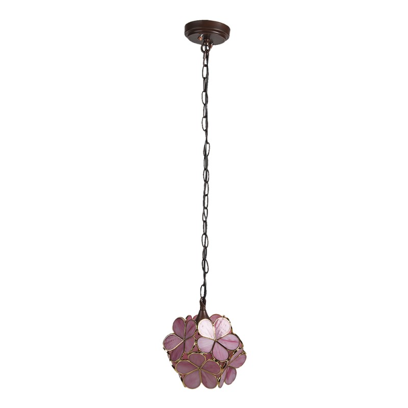 LumiLamp Lampada a Sospensione Tiffany 21x21x17/90 cm  Rosa Giallo Vetro Fiori