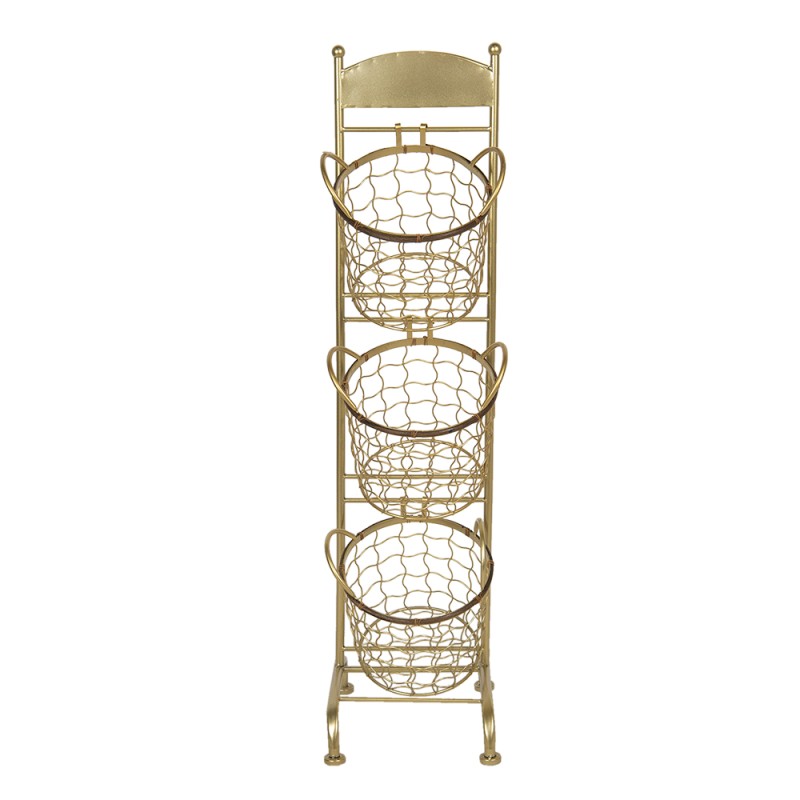 Clayre & Eef Basket Rack 30x25x98 cm Gold colored Iron