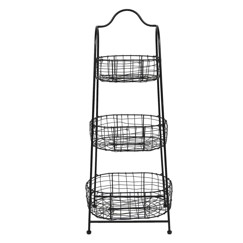 Clayre & Eef Basket Rack 42x30x108 cm Black Iron Rectangle