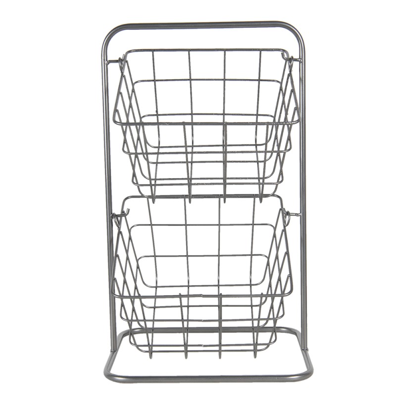 Clayre & Eef Basket Rack 22x22x41 cm Grey Metal