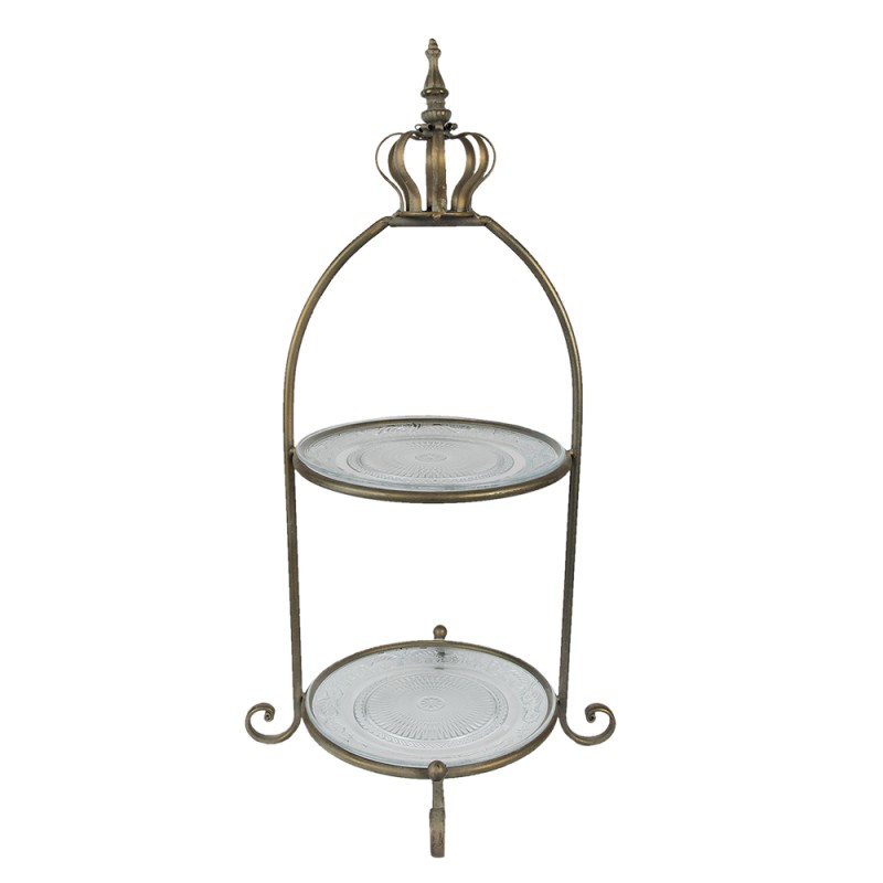 Clayre & Eef 2-Tiered Stand 69 cm Brown Metal