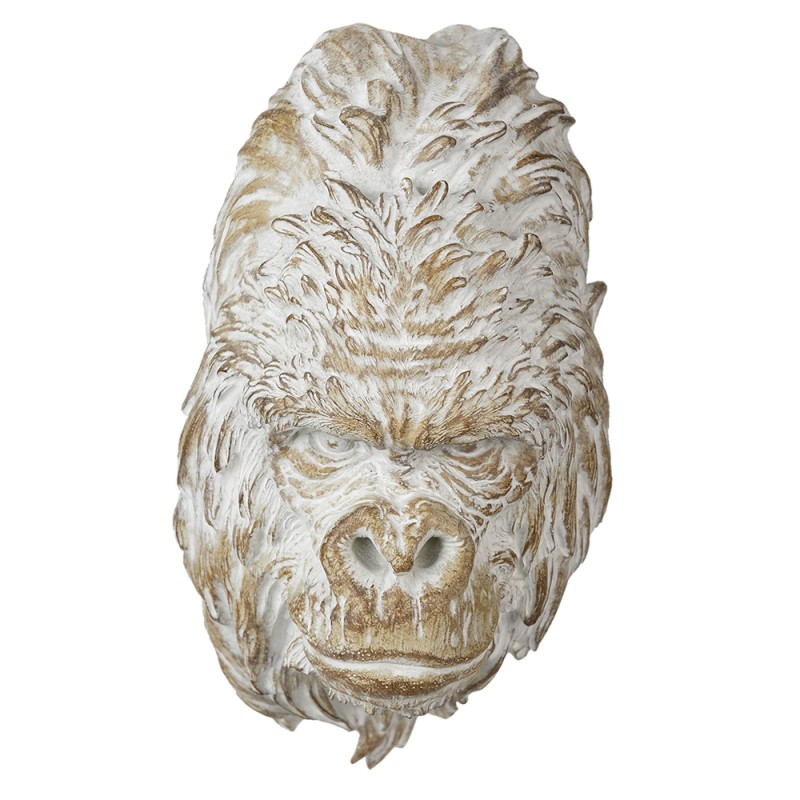 Clayre & Eef Statuetta Scimmia 30 cm Marrone Bianco  Poliresina