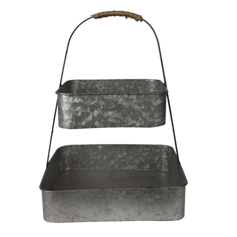 Clayre & Eef 2-Tiered Stand 30x42 cm Grey Iron
