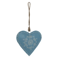 Clayre & Eef Hanger Hart 16 cm Blauw Ijzer