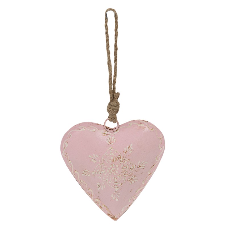 Clayre & Eef Pendant Heart 12 cm Pink Iron
