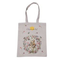 Clayre & Eef Handbag  HBU83 33*38 cm Beige Cotton Rabbit Flowers