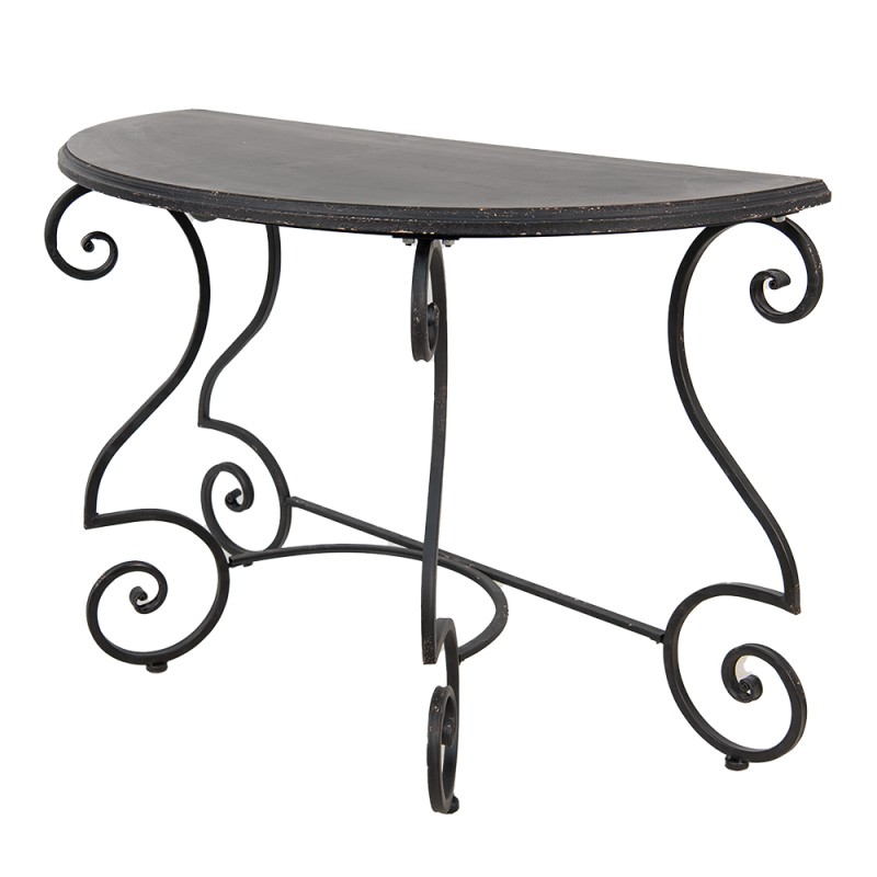 Clayre & Eef Side Table 117x56x79 cm Black Metal Wood Semicircle