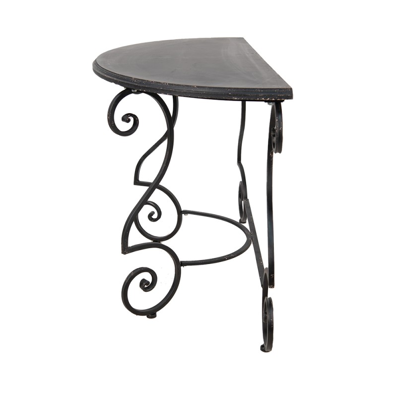 Clayre & Eef Side Table 117x56x79 cm Black Metal Wood Semicircle