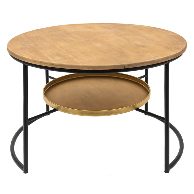 Clayre & Eef Coffee Table Ø 81x52 cm Brown Black Wood Iron