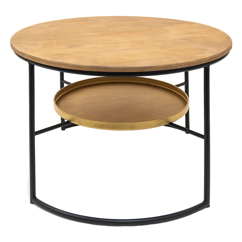 Clayre & Eef Coffee Table Ø 81x52 cm Brown Black Wood Iron