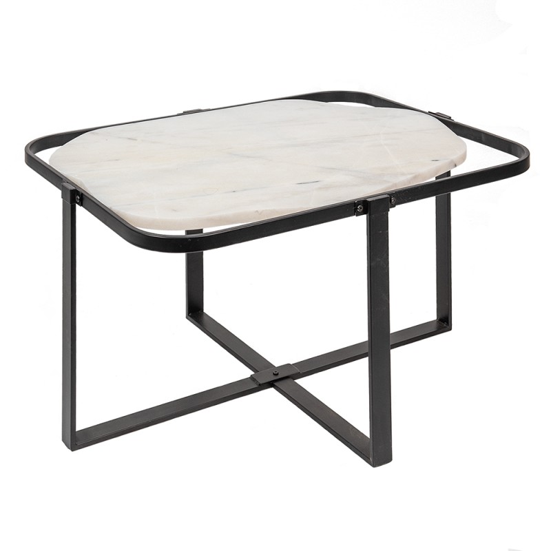 Clayre & Eef Coffee Table 86x68x45 cm Black White Iron
