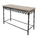 Clayre & Eef Side Table 121x45x81 cm Black Brown Iron Wood Rectangle