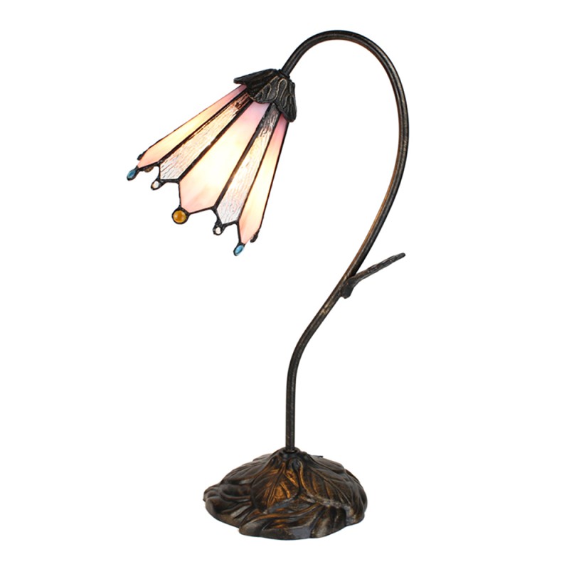 LumiLamp Table Lamp Tiffany 48 cm Brown Pink Glass