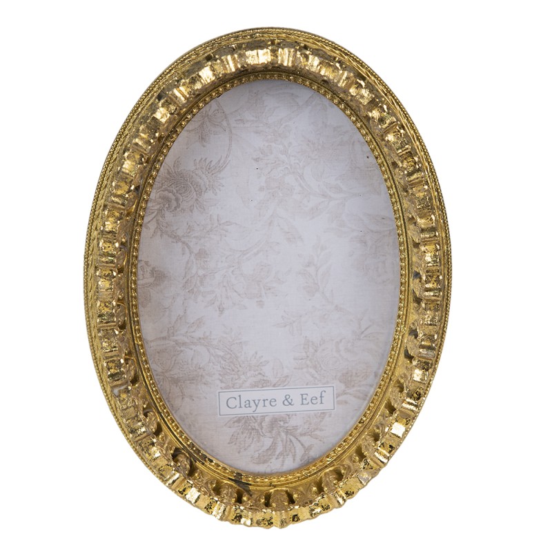 Clayre & Eef Bilderrahmen 10x15 cm Goldfarbig Kunststoff Oval