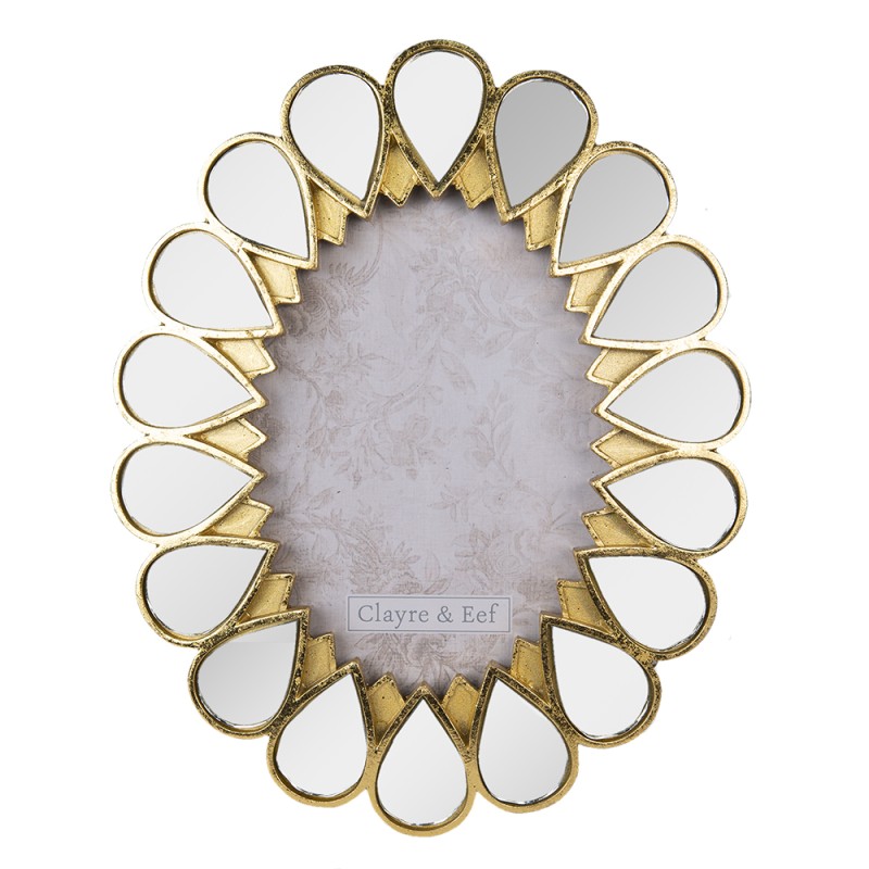 Clayre & Eef Bilderrahmen 13x18 cm Goldfarbig Kunststoff Oval