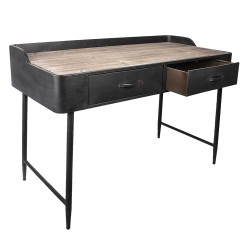 Clayre & Eef Desk Table 50297 134*65*86 cm Black Wood Metal Rectangle
