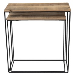 Table d’appoint reclaimed wood (ensemble de deux) | 60*25*65 cm / 55*22*56 cm(2) | Brun | Rectangle | Clayre & Eef | 50307