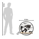 Clayre & Eef Scaffale da parete Ø 70x14 cm Marrone Legno Ferro Rotondo Mappa del mondo