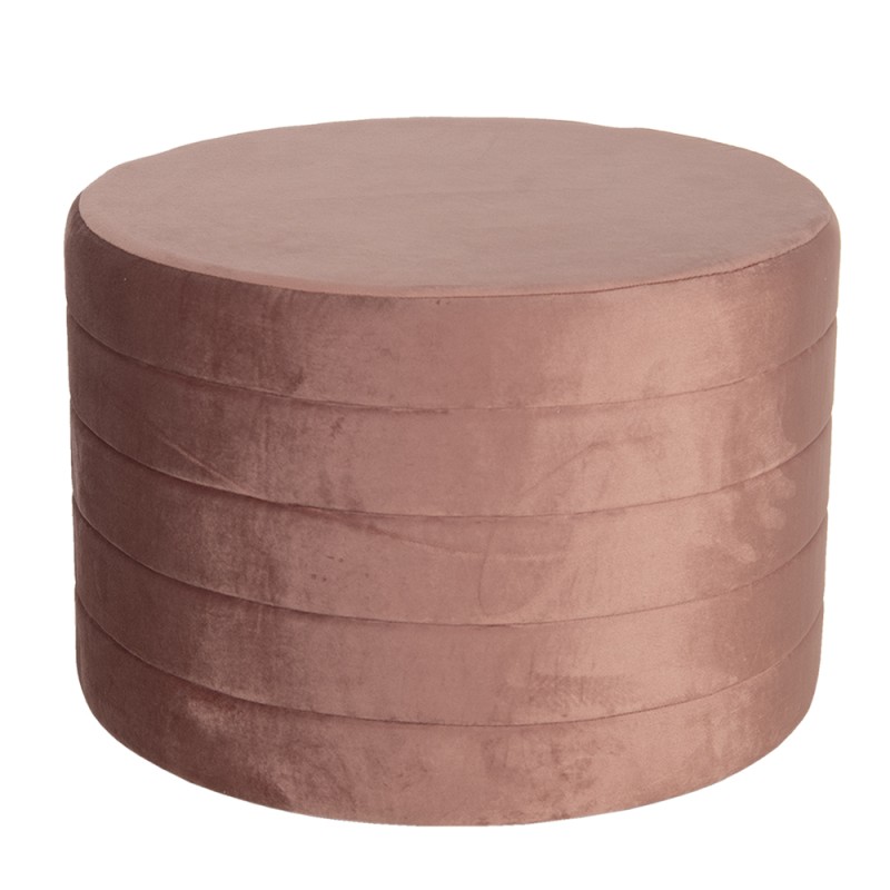 Clayre & Eef Pouf Ø 60x40 cm Pink Wood Textile Round
