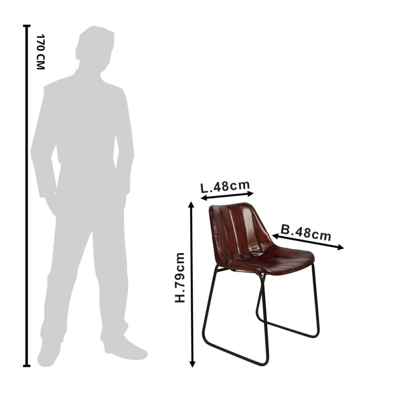 Clayre & Eef Dining Chair 46x48x79 cm Brown Leather