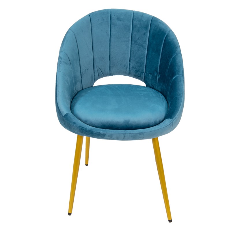 Clayre & Eef Chaise de salle à manger 58x65x85 cm Bleu Fer Textile