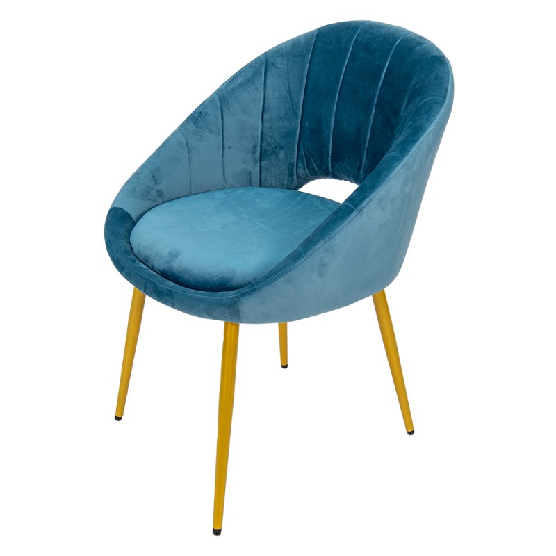 Clayre & Eef Dining Chair 58x65x85 cm Blue Iron Textile