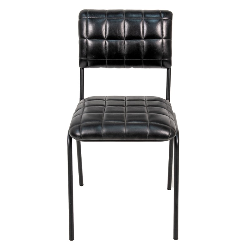 Clayre & Eef Chaise de salle à manger 44x44x84 cm Noir Cuir
