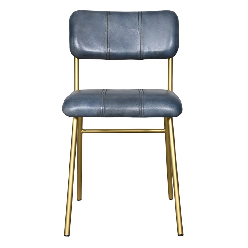 Clayre & Eef Dining Chair 44x55x80 cm Grey Blue Leather