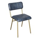 Clayre & Eef Dining Chair 44x55x80 cm Grey Blue Leather