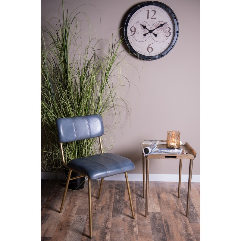 Clayre & Eef Chaise de salle à manger 44x55x80 cm Gris Bleu Cuir