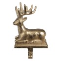 Clayre & Eef Hook Christmas Stocking Reindeer 20 cm Gold colored Aluminium
