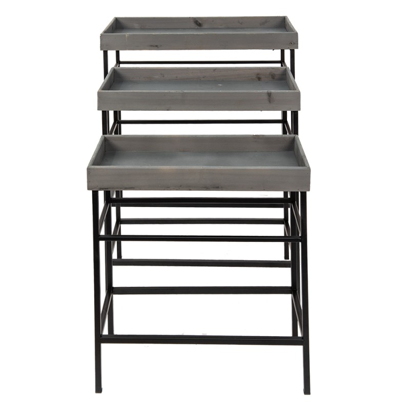 Clayre & Eef Plant Stand Set of 3 Grey Iron