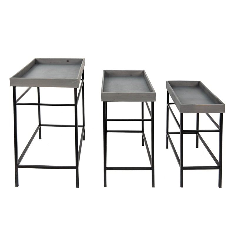 Clayre & Eef Plant Stand Set of 3 Grey Iron