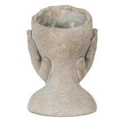 Clayre & Eef Plant Pot Head 6TE0410S 13*13*18 cm Grey Stone