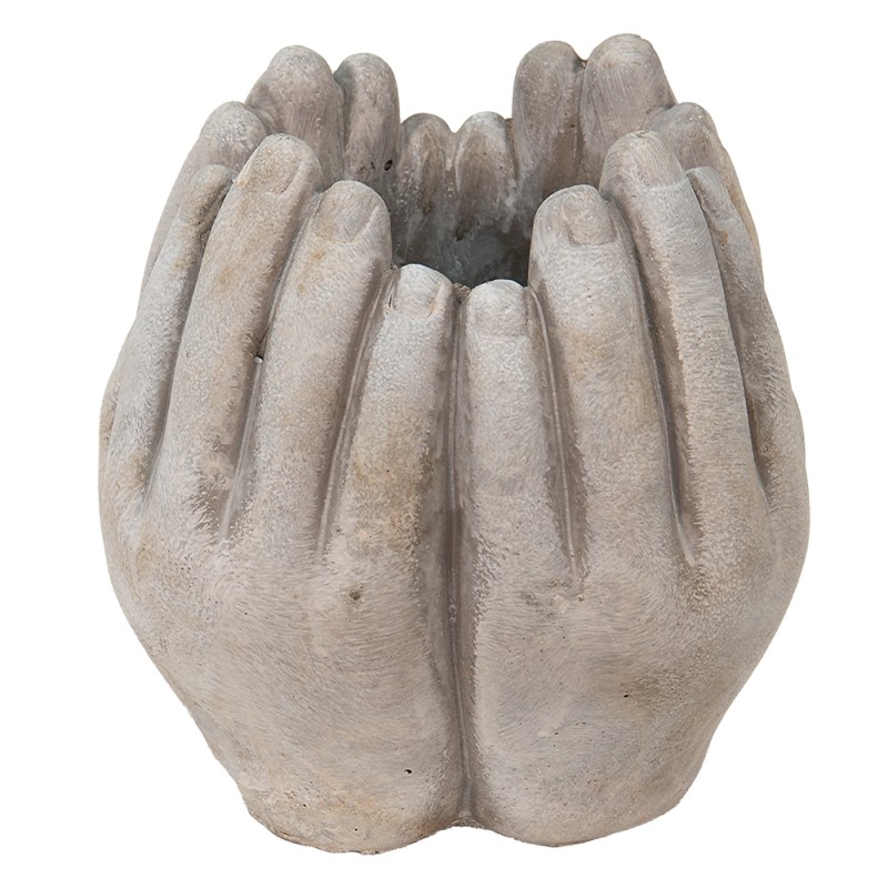 Clayre & Eef Planter 15x15x17 cm Beige Stone Hands