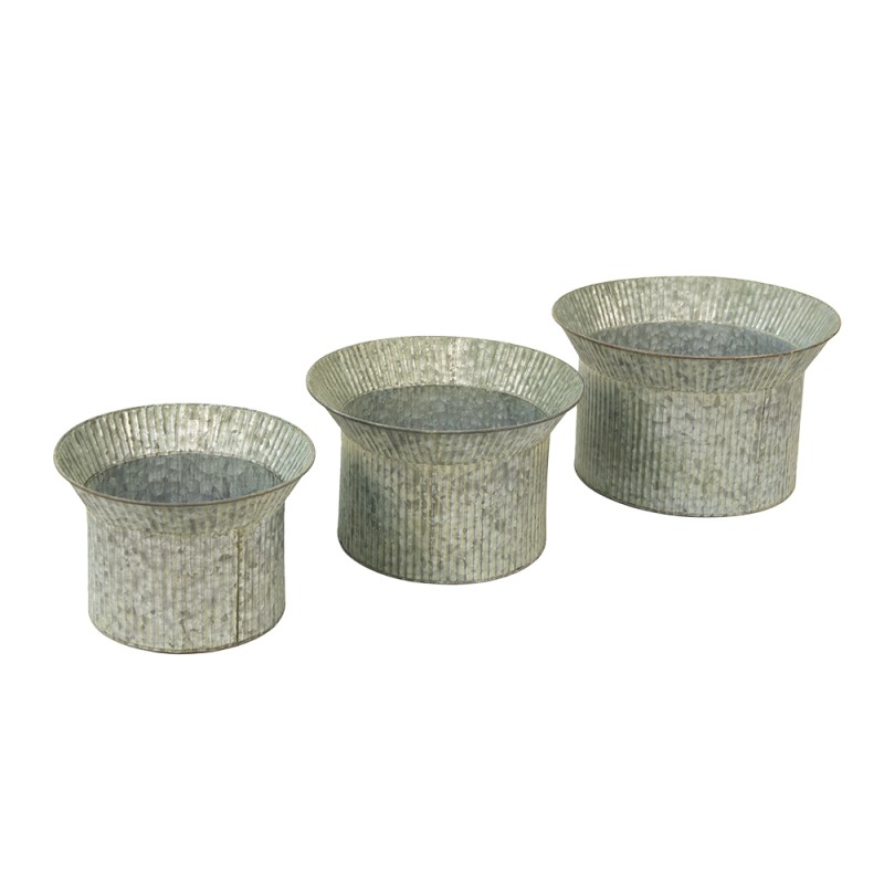 Clayre & Eef Pot de fleurs set de 3 Ø 40 Ø 34 Ø 28 cm Gris Métal