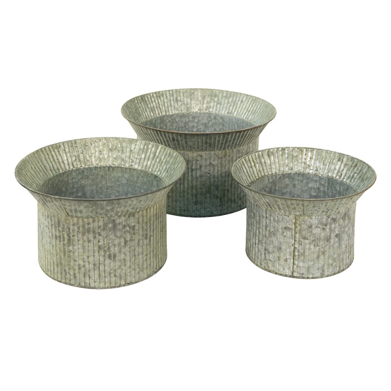 Clayre & Eef Planter Set of 3 Ø 40 Ø 34 Ø 28 cm Grey Metal