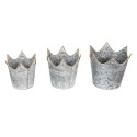 Clayre & Eef Plant Holder Ø 24 Ø 21 Ø 19 cm Grey Metal Crown