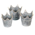 Clayre & Eef Plant Holder Ø 24 Ø 21 Ø 19 cm Grey Metal Crown