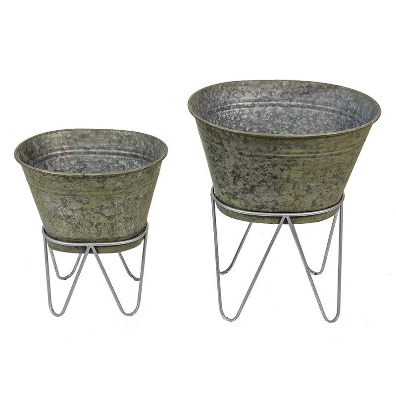 Clayre & Eef Porte-plante set 2 Gris Métal