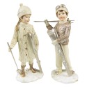 Clayre & Eef Figurine Set of 2 Children 14 cm Beige Polyresin