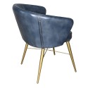 Clayre & Eef Chaise de salle à manger avec accoudoir 56x61x77 cm Gris Bleu Cuir