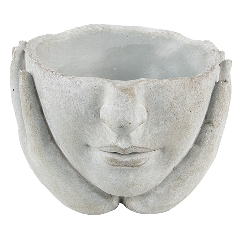 Clayre & Eef Planter Head Ø 11x11 cm Grey Stone