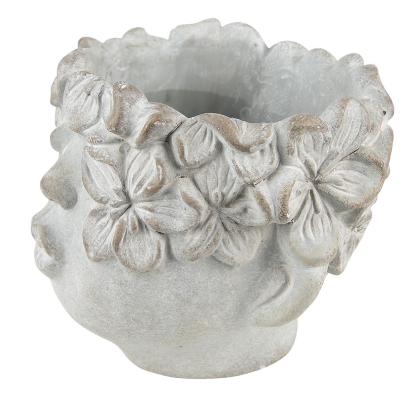 Clayre & Eef Pot de fleurs Tête 20x18 cm Gris Pierre