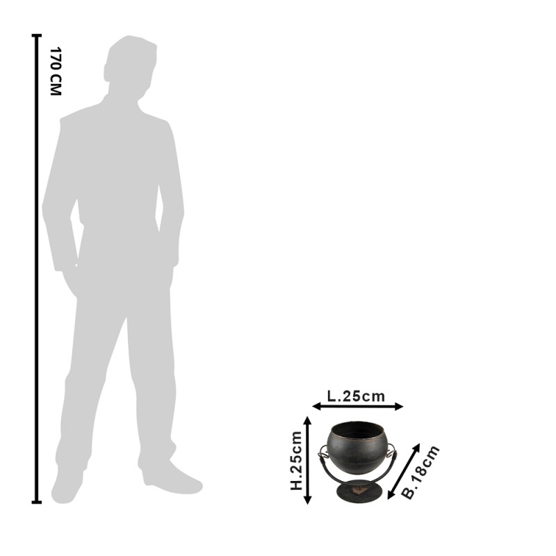 Clayre & Eef Bloempot  Ø 15x25 cm Zwart Ijzer