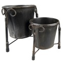 Clayre & Eef Pot de fleurs set de 2 Ø 17 Ø 12 cm Noir Fer