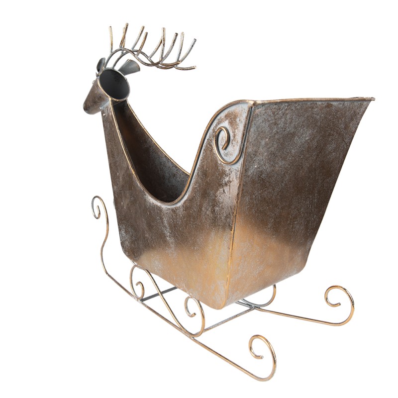Clayre & Eef Figurine Sled 54 cm Copper colored Metal Reindeer